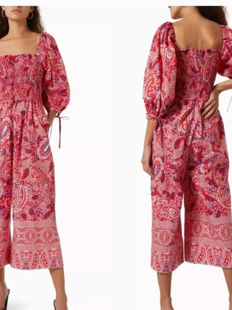 Cara Cara Jazzy Printed Jumpsuit Paisley Red, White & Blue